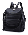 Wash water pu leather large capacity multi-functional backpack