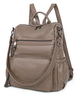 Women's large capacity backpack, pu wash leather