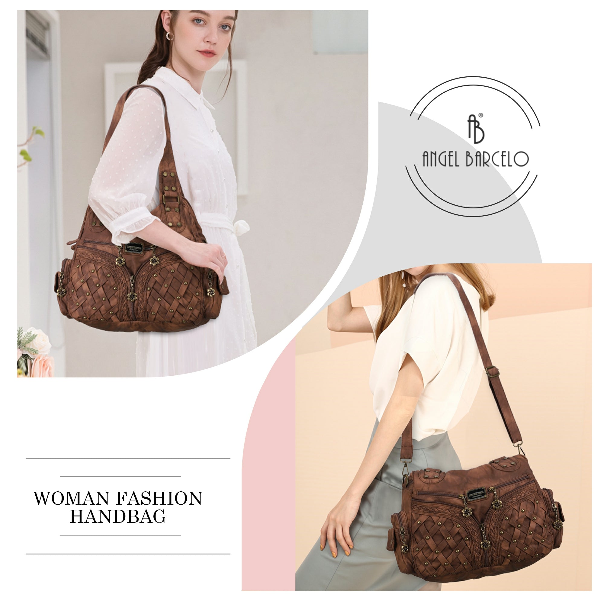 Women shoulder Handbag of High Quality Washed PU Leather-Angelkiss Bag