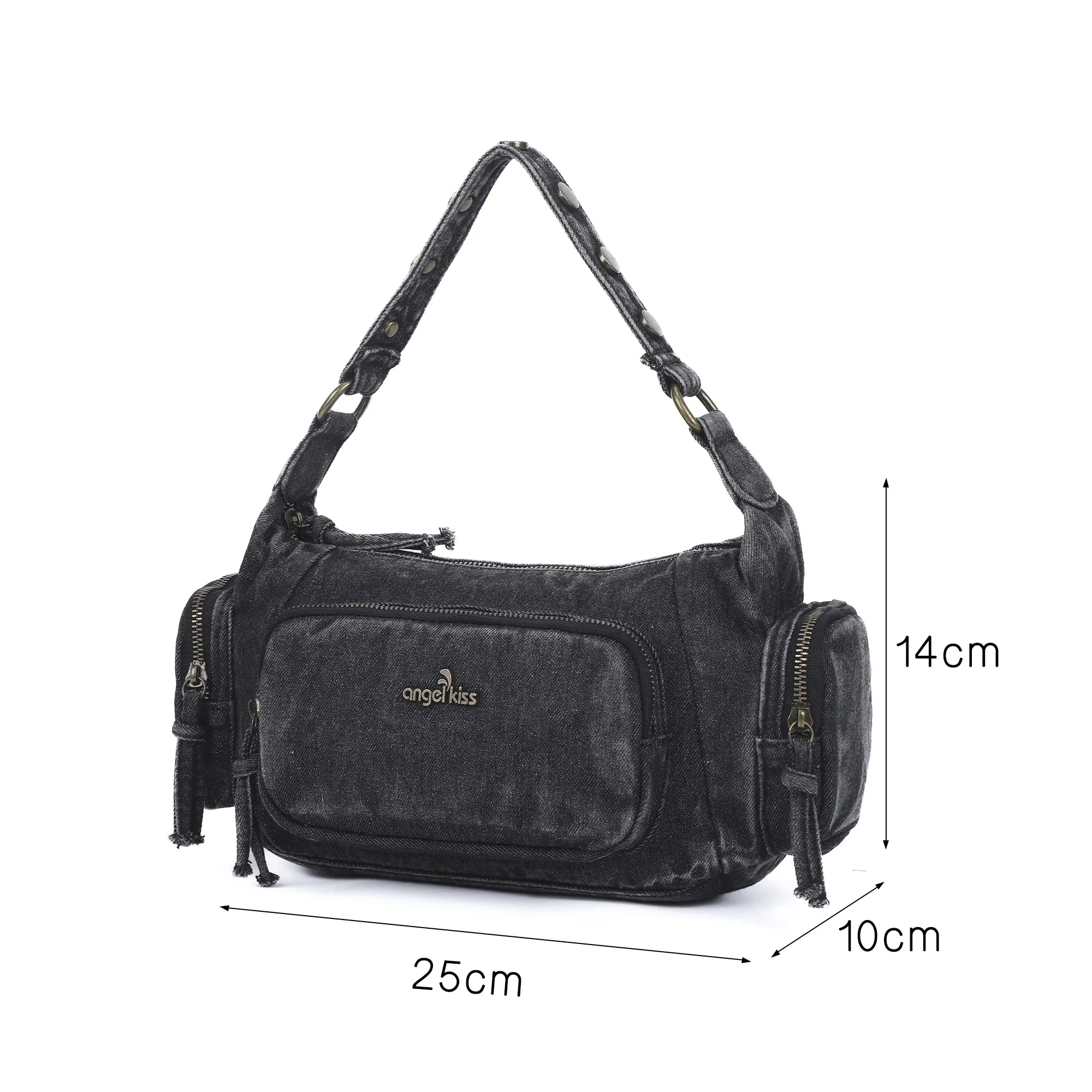Vintage Washed Multi-Zip Women’s Shoulder Bag