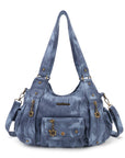 PU leather women's shoulder bag with tie-dye wash water