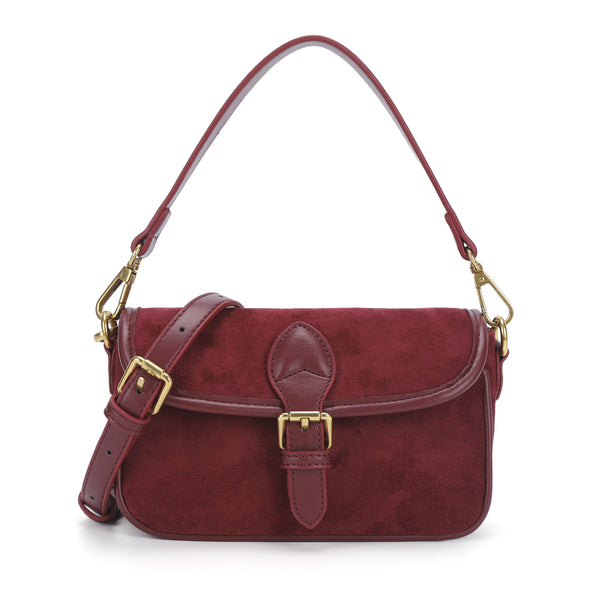 Suede Burgundy handbag/crossbody bag