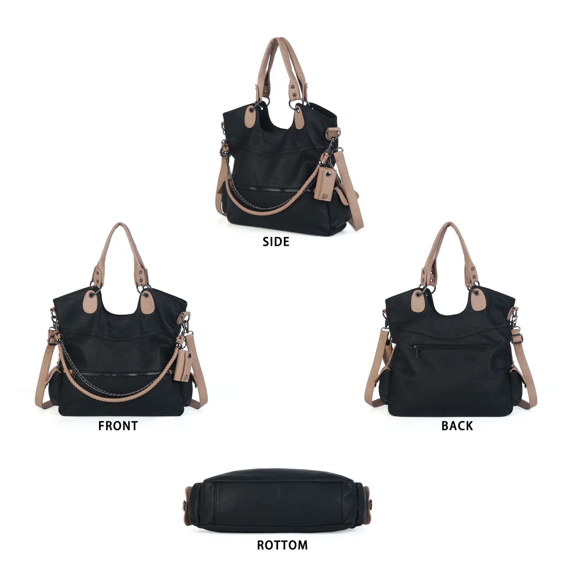Vegan PU Leather Tote Shoulder Bag, Large Capacity – Ideal for Work, School, Business &amp; Travel