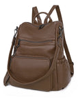 Women's large capacity backpack, pu wash leather