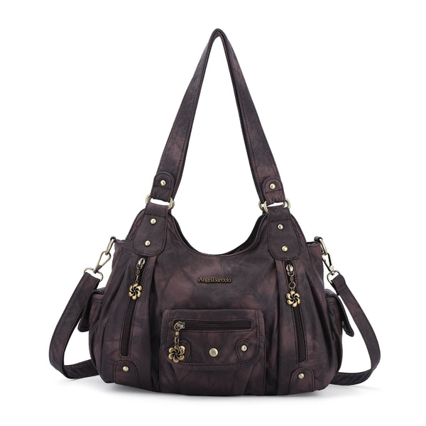 PU leather women's shoulder bag with tie-dye wash water