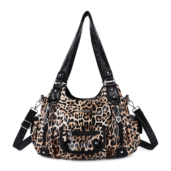 Tie-dye absorbent PU leather shoulder bag for women