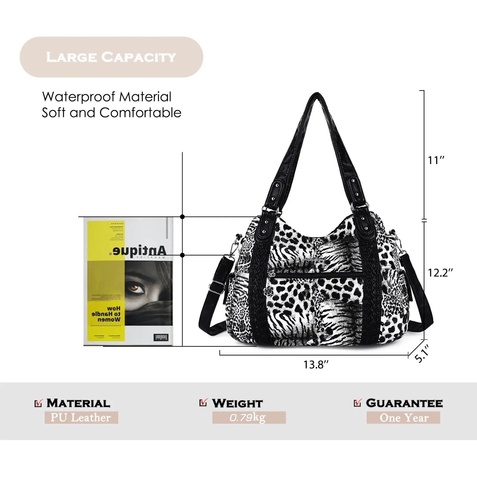 large capacity vintage plaid oil painting handbag