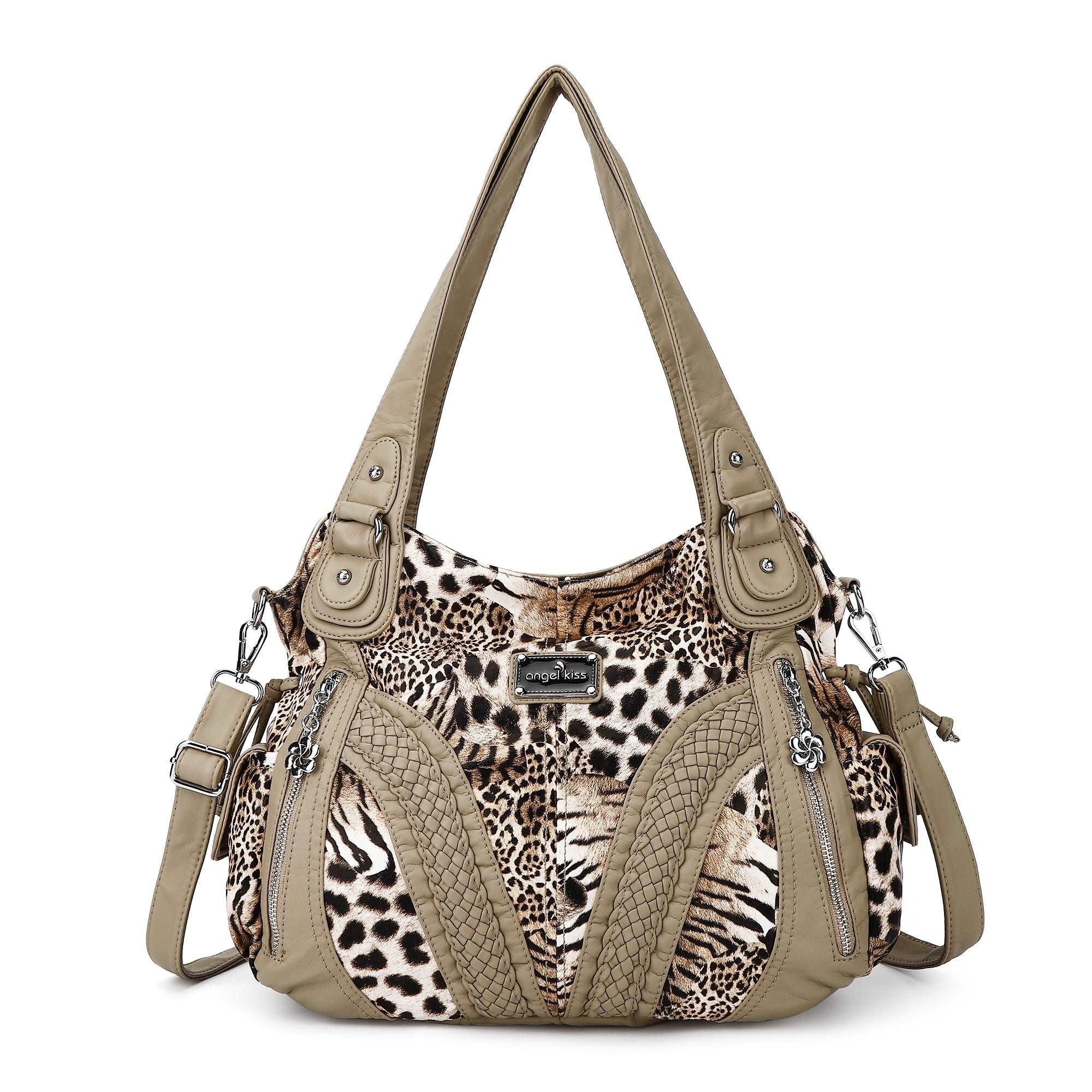 washed Leopard print Daily women Comfort hobo handbag