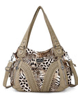 washed Leopard print Daily women Comfort hobo handbag