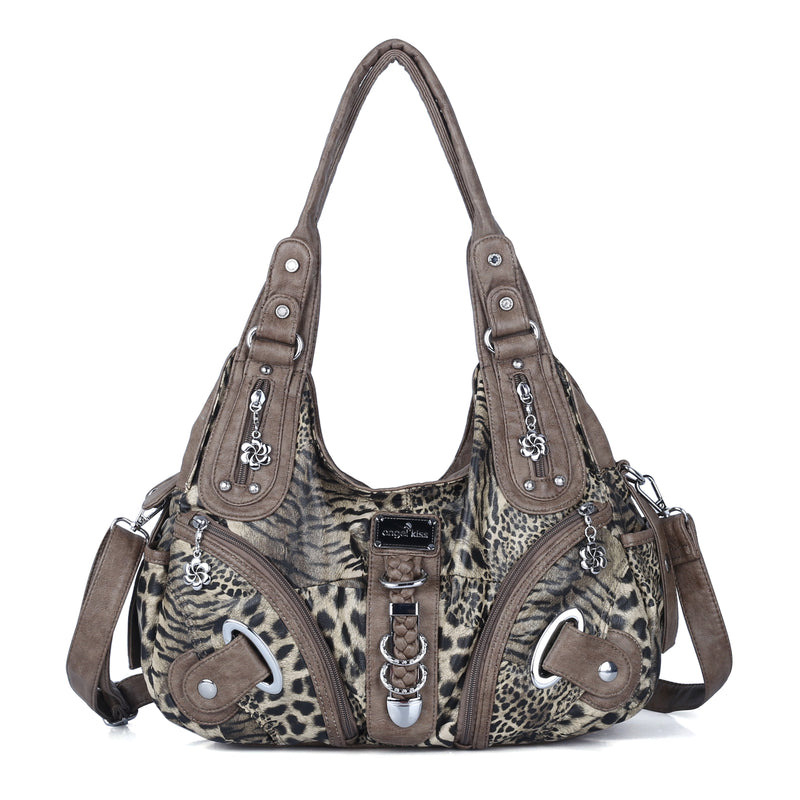 Hobo Leopard print Shoulder  Handbag-Angelkiss Bag