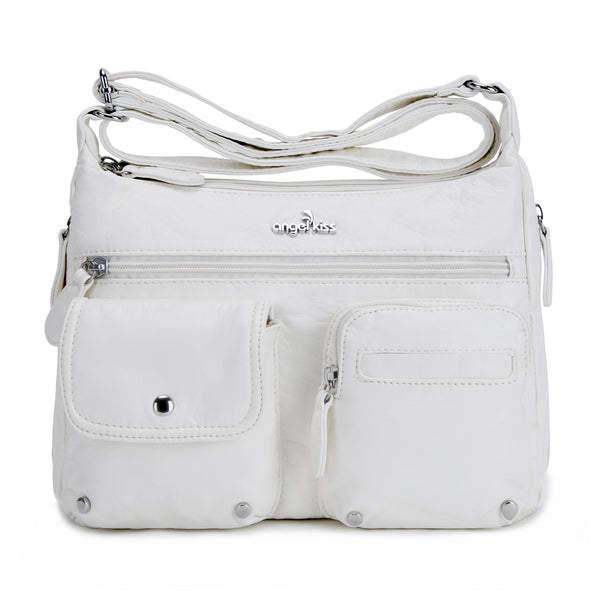 Women's water wash pu leather crossbody bag