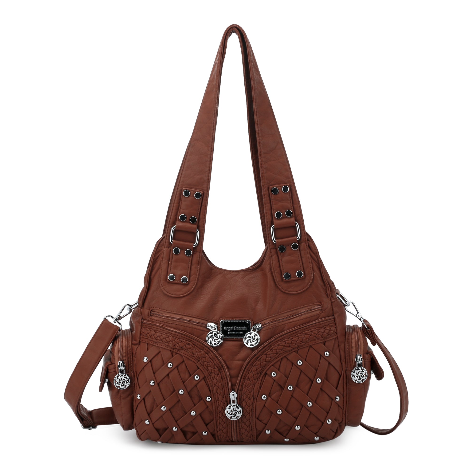 Women Large capacity hobo  Handbag Washed PU Leather