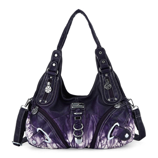 Vintage Large Capacity Multi-Pocket Hobo Shoulder Bag with Rivet Details