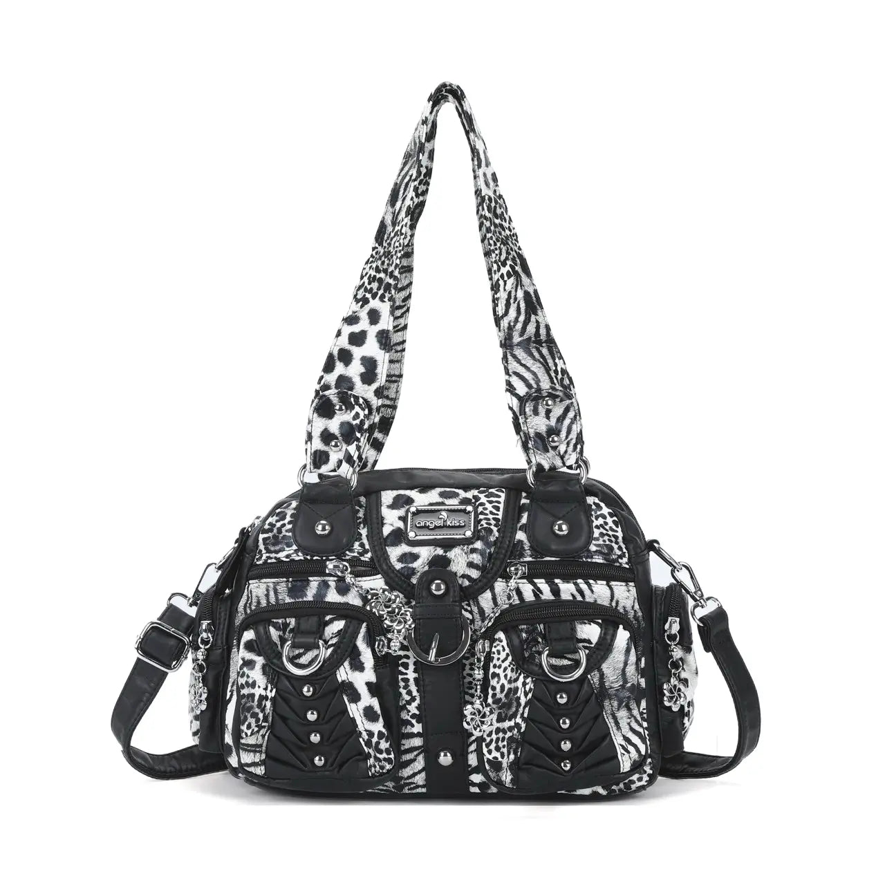 Fashion Multi-Pocket Compartment Leopard Print Handbag