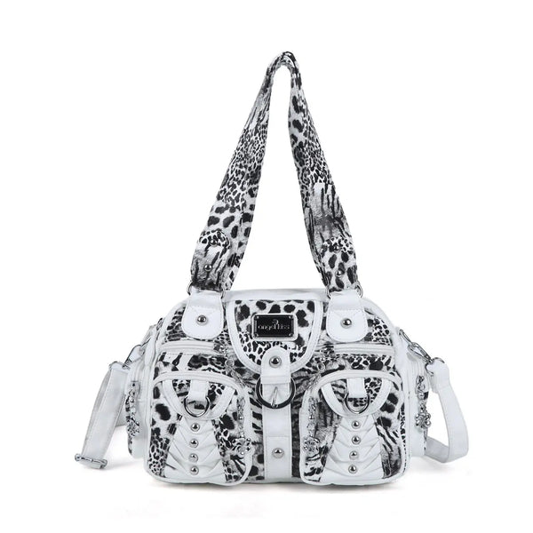 Fashion Multi-Pocket Compartment Leopard Print Handbag