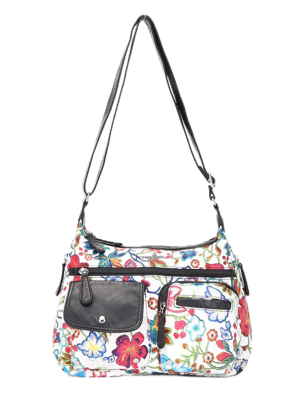 Women's plaid water wash pu leather crossbody bag