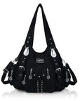 Washed Leopard Print Vintage Multi-Pocket Shoulder Bag for Women