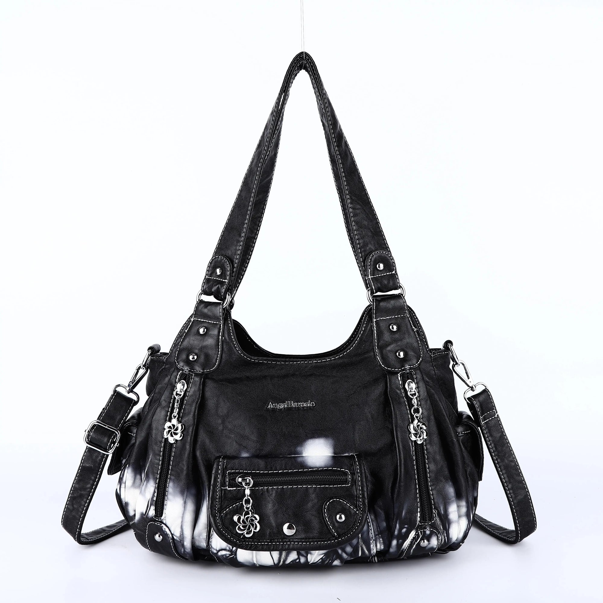 Tie-dye absorbent PU leather shoulder bag for women