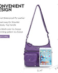 Women's water wash pu leather crossbody bag