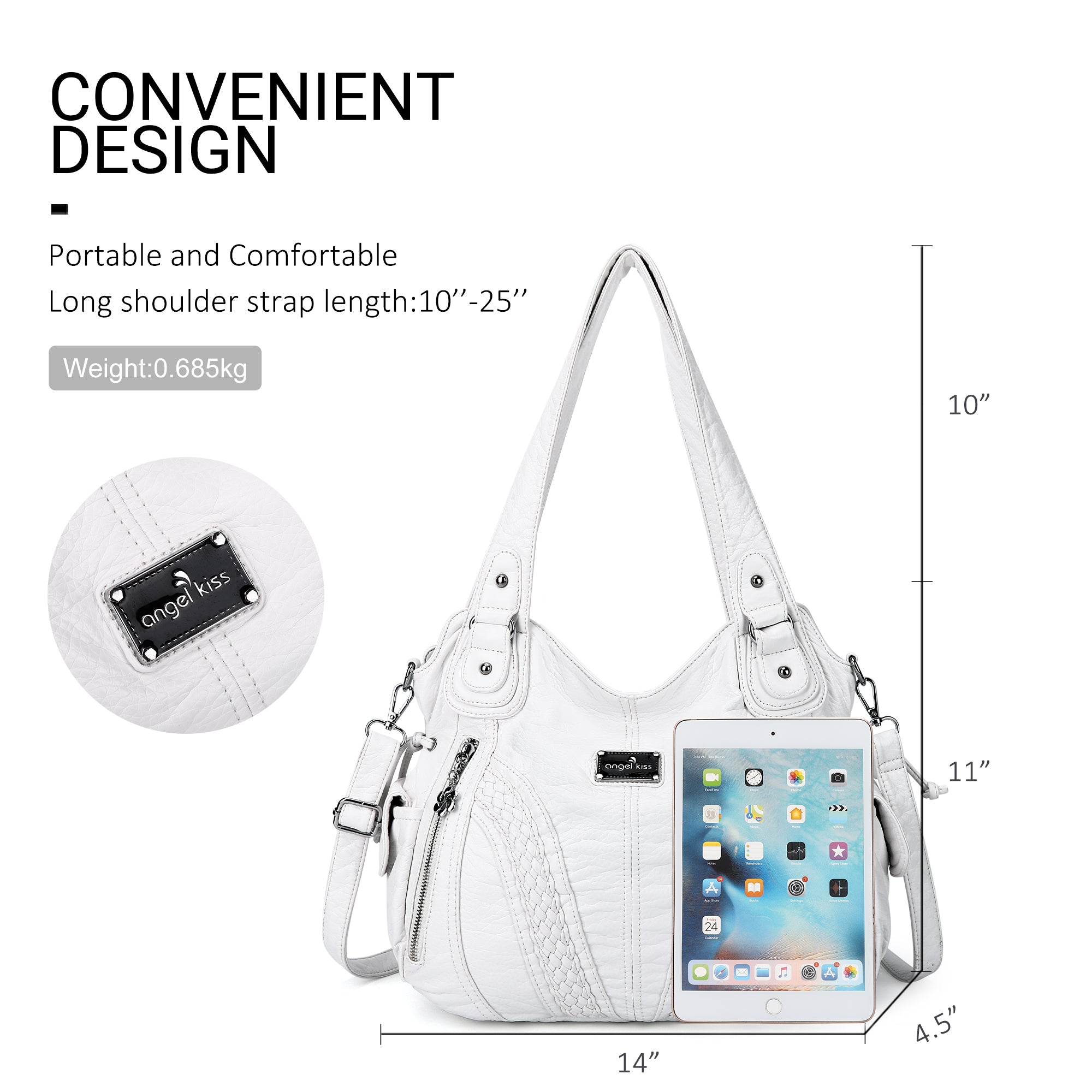 Washed Roomy Daily Women Waterproof Unique Hobo Handbag – Angel Kiss