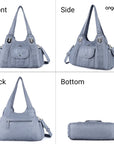 Women's waterproof solid color vintage Hobo shoulder bag and tote