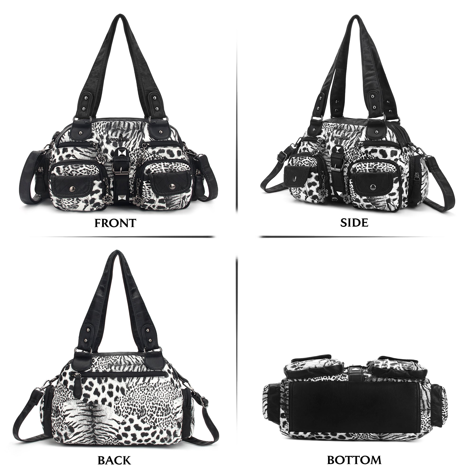 Washed Leather  Leopard print waterproof Handbag Unique Style For Women shoulder bag