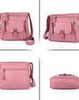 Solid color wash water pu leather adjustable shoulder strap daily shoulder bag