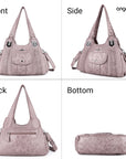 Women's waterproof solid color vintage Hobo shoulder bag and tote