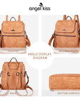 Women Backpack with a detachable shoulder strap-Angelkiss Bag