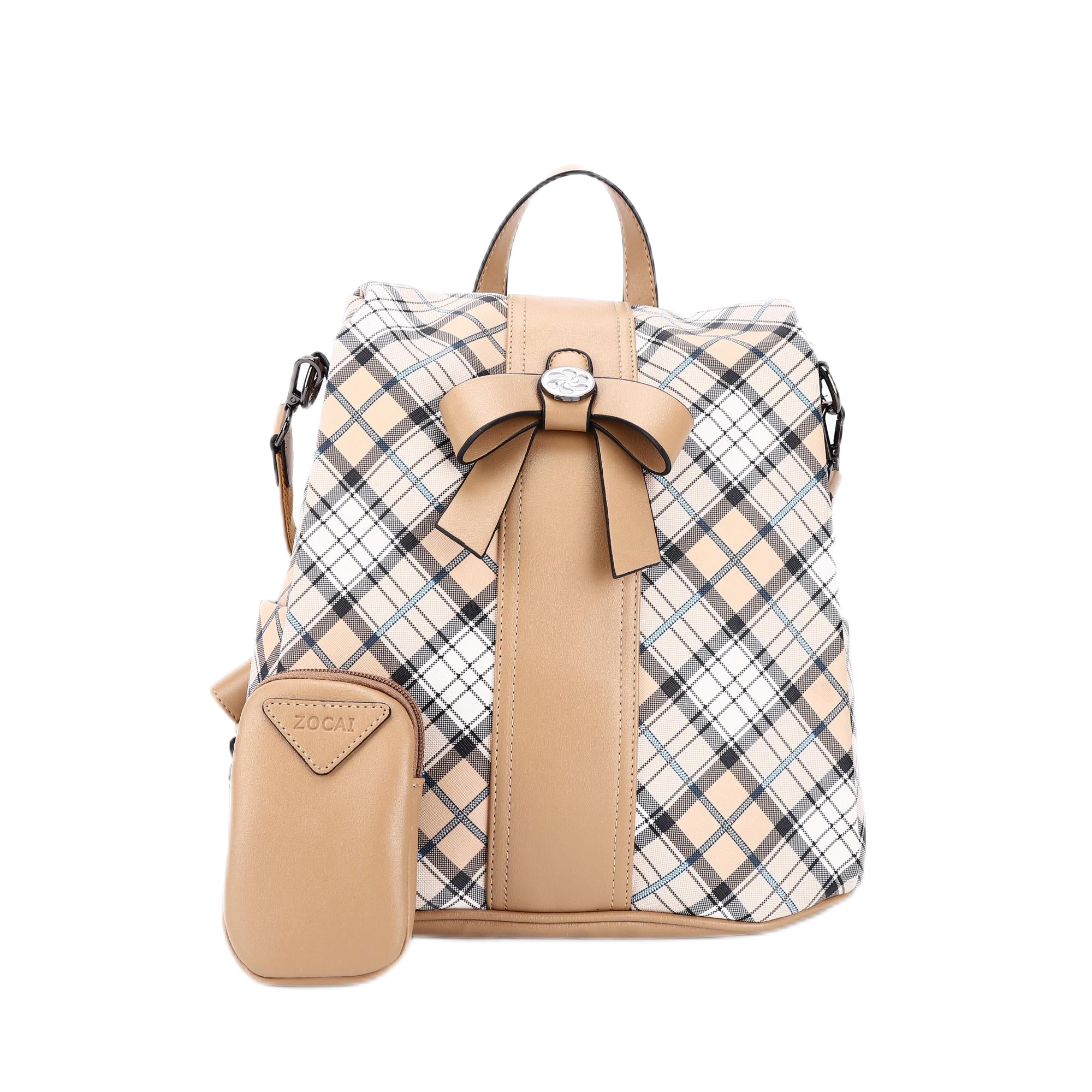 fashion plaid daily lightweight backpack-Angelkiss Bag