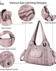 Women's waterproof solid color vintage Hobo shoulder bag and tote