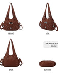 Women Large capacity hobo  Handbag Washed PU Leather