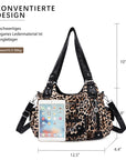 Leopard print wash PU leather women's shoulder bag tote bag