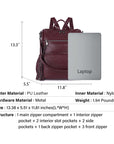 Women's large capacity backpack, pu wash leather