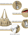 Women Shouder Handbag of Washed PU with Multi-pockets