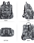 Multi-functional wash pu leather tie-dye backpack