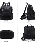 Wash water pu leather large capacity multi-functional backpack