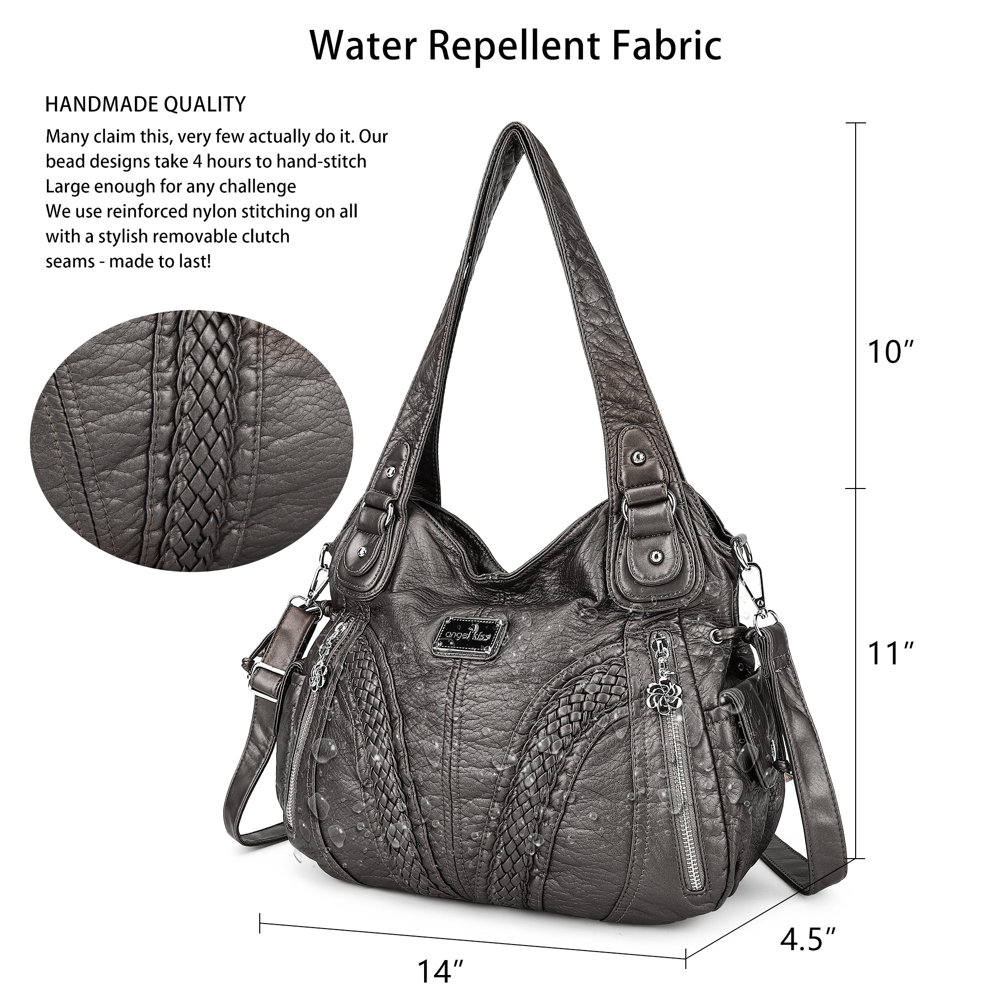 washed Large capacity Daily women Waterproof unique hobo handbag