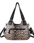 Leopard print wash PU leather women's shoulder bag tote bag