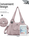 Women's waterproof solid color vintage Hobo shoulder bag and tote