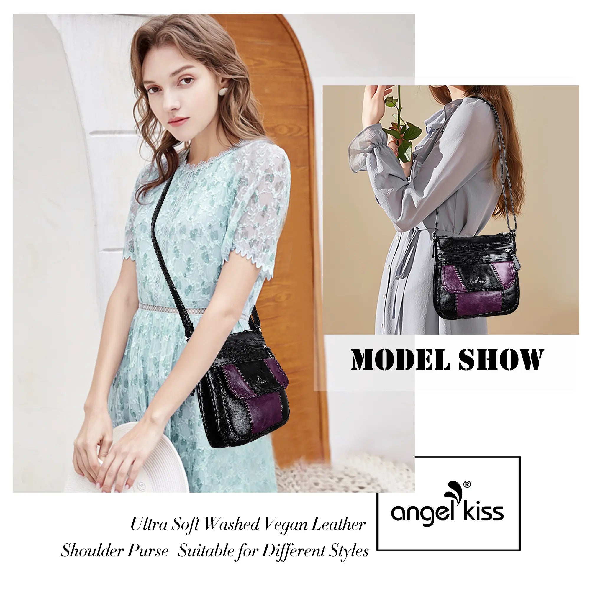 Marbled Washed PU Flap Pocket Crossbody Bag