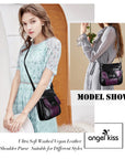 Marbled Washed PU Flap Pocket Crossbody Bag