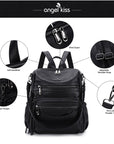 Wash water pu leather large capacity multi-functional backpack