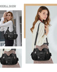 Women Shoulder Bag Handbag of Washed PU Leather