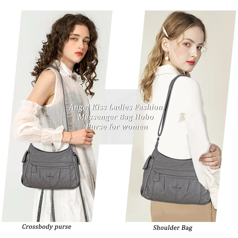 Classic Multi-Pocket Vegan Leather Shoulder Bag – Stylish &amp; Functional