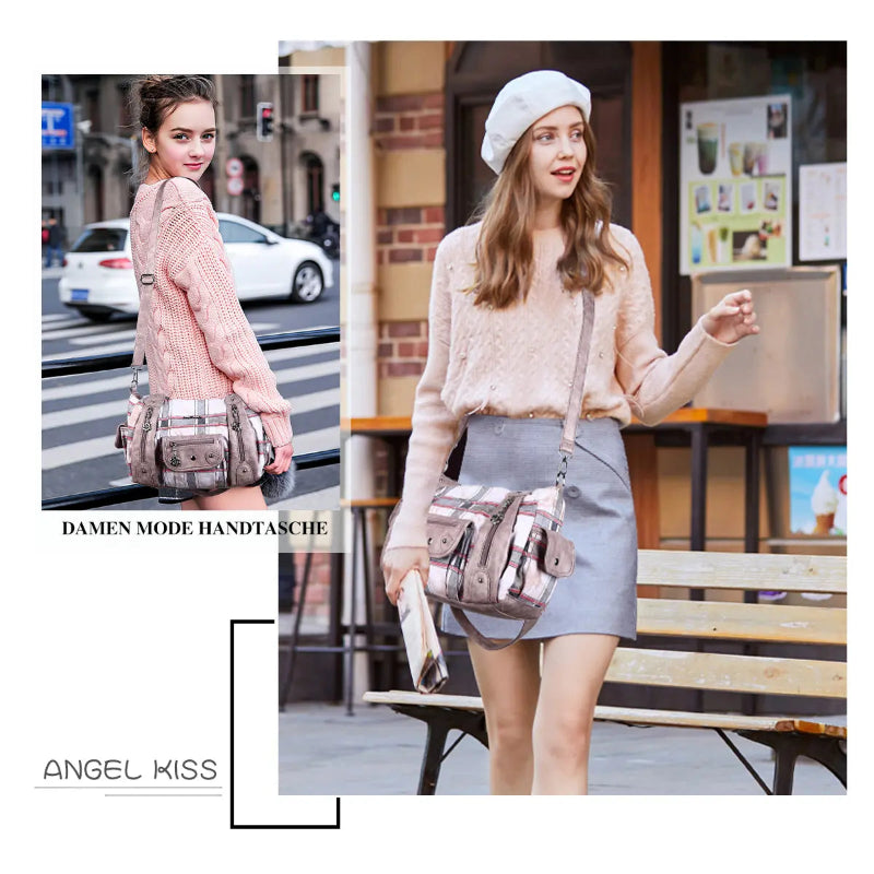 Tie-dye absorbent PU leather shoulder bag for women