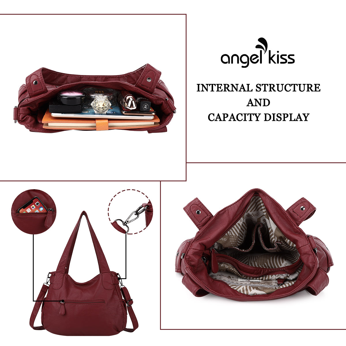 Fashionable Large Capacity Hobo Bag | Angelkiss Bag