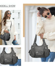 Women Shoulder Bag Handbag of Washed PU Leather