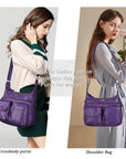 Women's water wash pu leather crossbody bag