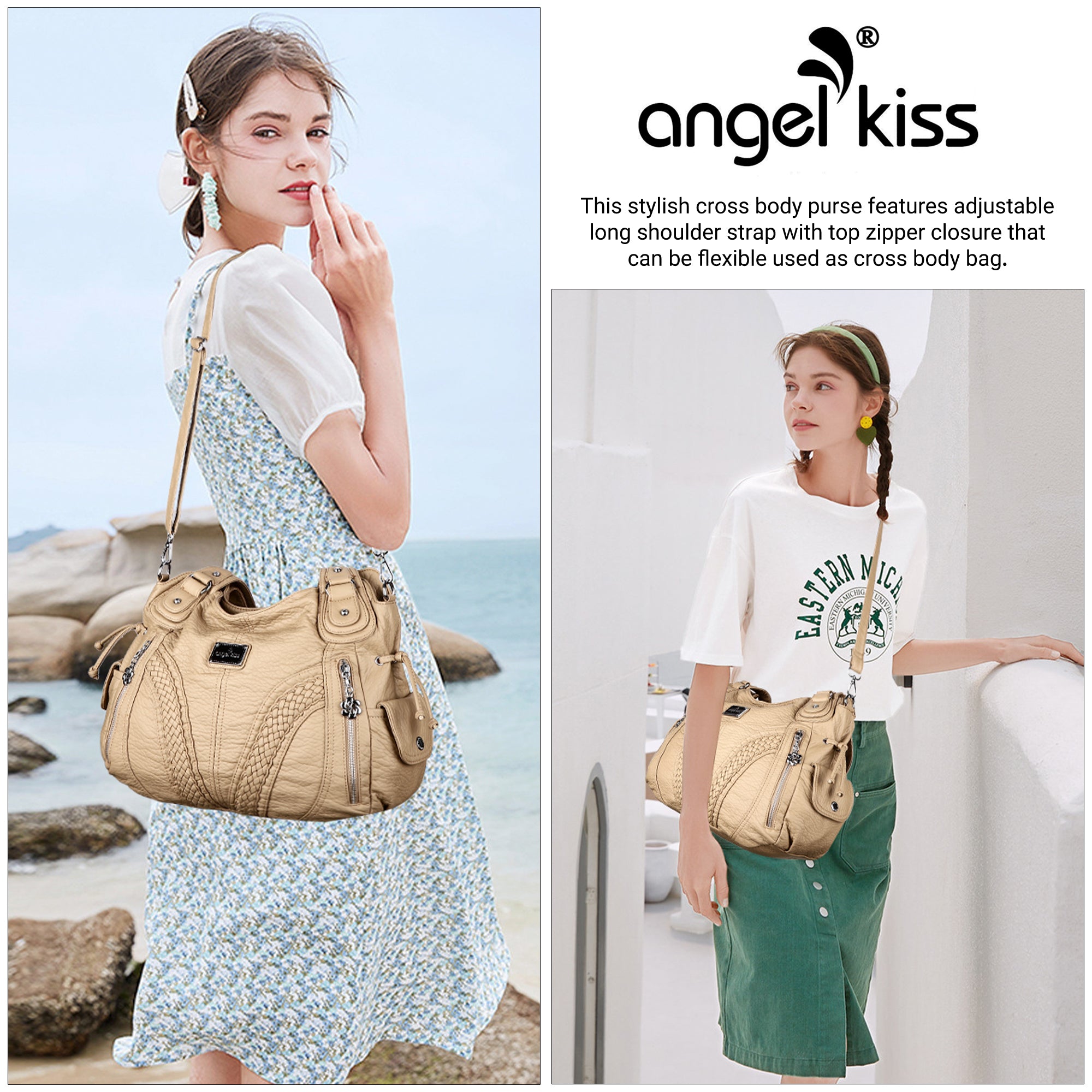 hime【新品　未使用品】Muveil ウリ坊ポシェットバッグ Washed Roomy Daily Women Waterproof Unique Hobo Handbag